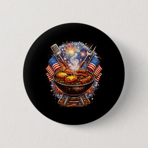 Lustiger patriotischer BBQ-Liebhaber 4. Juli USA-F Button