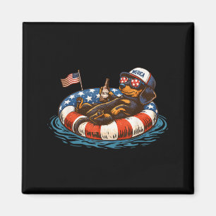 Lustiger Patriotischer Dachshund-Bierfloat USA-Fla Magnet
