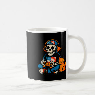 Lustiger Patriotischer Skelett-Gamer-Cartoon-Video Kaffeetasse