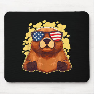 Lustiger patriotischer Waldmurmeltier-Amerikanisch Mousepad