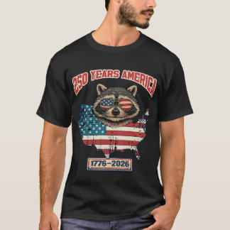 Lustiger patriotischer Waschbär Amerika 250 Jahr 1 T-Shirt