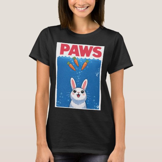 Lustiger PAWS-Hase Hai T-Shirt (Vorderseite)