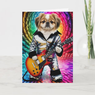 Lustiger Pekingese Rockstar Karte