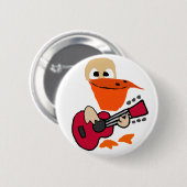Lustiger Pelikan, der Gitarren-Kunst spielt Button (Vorne & Hinten)