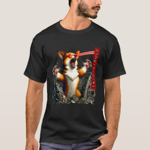 Lustiger Pembroke Corgi Hund Kaiju Monster Japanis T-Shirt