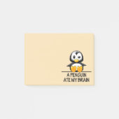 Lustiger Penguin aß meine niedliche Gehirn-Grafik Post-it Klebezettel (Vorderseite)