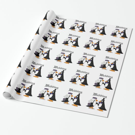 Lustiger Penguin-Braut-und Geschenkpapier (Ungerollt)