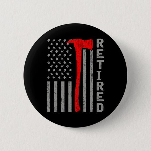 Lustiger pensionierter Feuerwehrmann USA-Flagge Fe Button (Vorderseite)