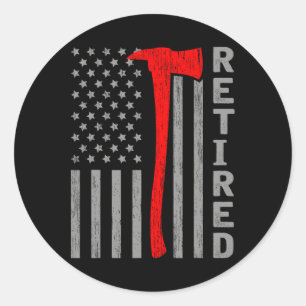 Lustiger pensionierter Feuerwehrmann USA-Flagge Fe Runder Aufkleber