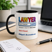 Lustiger personalisierter bester Anwalt Tasse