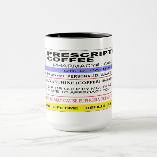Lustiger personalisierter Rx AUFKLEBER - Tasse (Zentrum)
