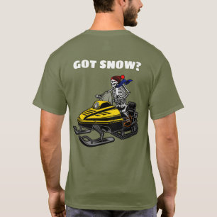 Lustiger personalisierter Schneemobil-Skelettfahre T-Shirt