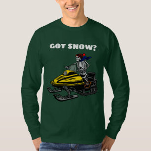 Lustiger personalisierter Schneemobil-Skelettfahre T-Shirt