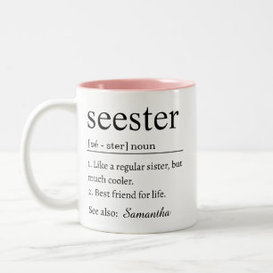 Lustiger personalisierter Schwester-Definitions-Be Zweifarbige Tasse