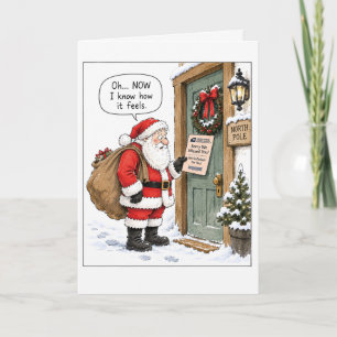 Lustiger personalisierter Weihnachtsmann verpasste Feiertagskarte