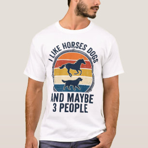 Lustiger Pferd- und Hundeliebhaber Vintage-Sonnenu T-Shirt
