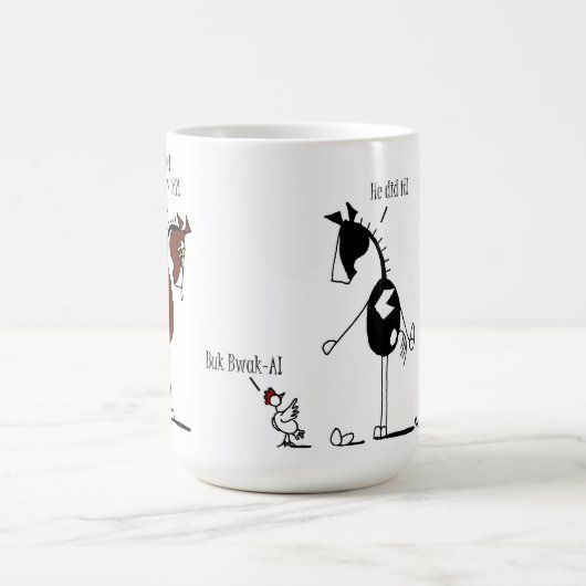 Lustiger Pferde-u. Huhn-Cartoon Kaffeetasse (Mittel)