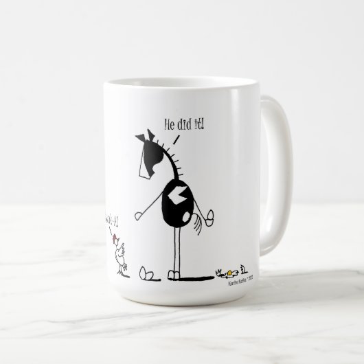 Lustiger Pferde-u. Huhn-Cartoon Kaffeetasse (VorderseiteRechts)