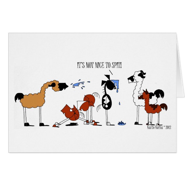 Lustiger Pferde-u. Lama-Cartoon (Vorderseite (Horizontal))