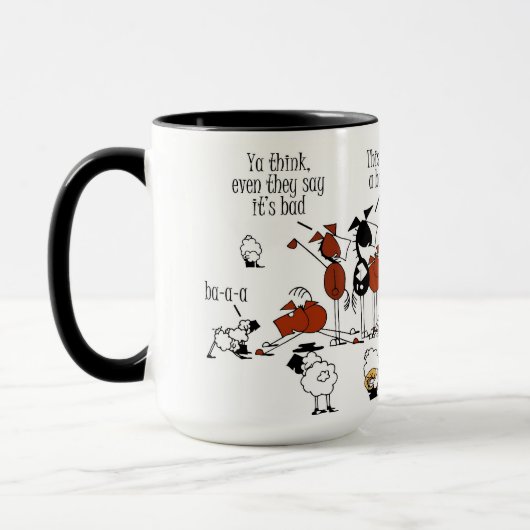 Lustiger Pferde-u. Schaf-Cartoon Tasse (Links)