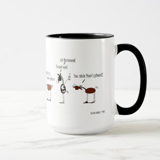 Lustiger Pferde-und Esel-Cartoon Tasse (Rechts)
