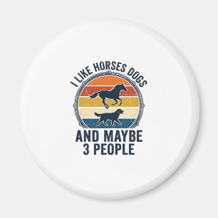 Lustiger Pferde- und Hunde-Liebhaber Vintage-Sonne Magnet