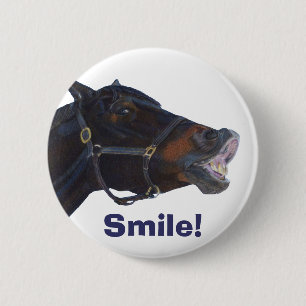 Lustiger Pferdelächeln-Knopf Button