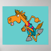 lustiger Pferderennfahrer-Cartoon Poster (Vorne)
