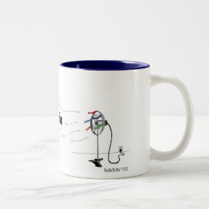 Lustiger Pferdesuperhero-Cartoon Zweifarbige Tasse