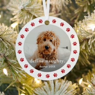 Lustiger Pfotenabdruck 2 Foto Haustier Weihnachten Ornament Aus Metall