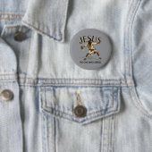Lustiger Pickleball Jesus, der, der serviert Button (Beispiel)
