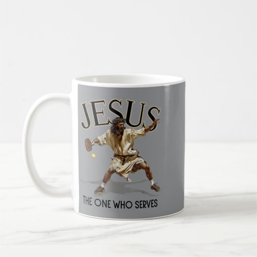 Lustiger Pickleball Jesus, der, der serviert Kaffeetasse (Links)