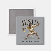 Lustiger Pickleball Jesus, der, der serviert Magnet (Vorderseite/Rückseite)