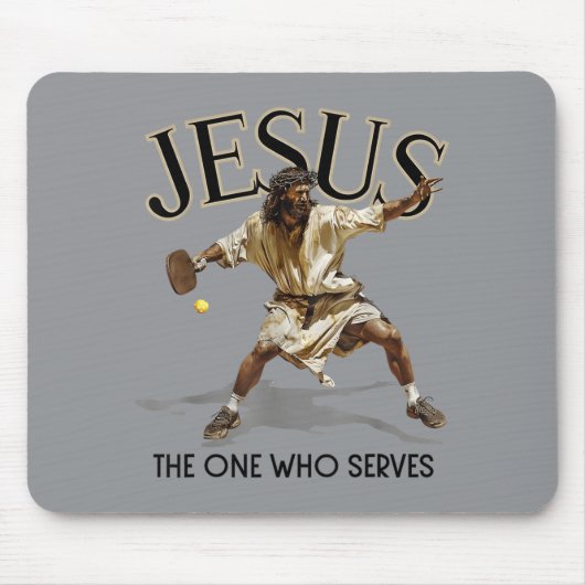 Lustiger Pickleball Jesus, der, der serviert Mousepad (Vorne)