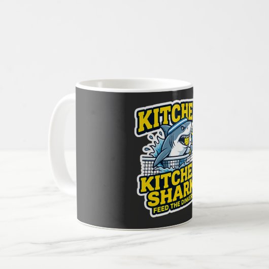 Lustiger Pickleball-Kaffeebecher Kitchen Shark Kaffeetasse (Vorderseite Links)