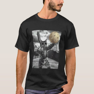 Lustiger Pickleball-Katzen-Vater-Liebhaber Grafik  T-Shirt