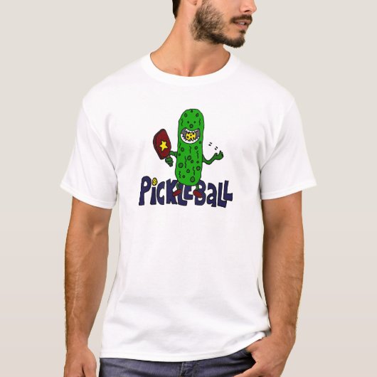 Lustiger Pickleball Monster-Cartoon T-Shirt (Vorderseite)