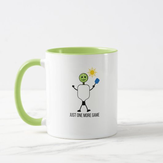 Lustiger Pickleball-Spieler-Charakter mit Paddle Tasse (Links)