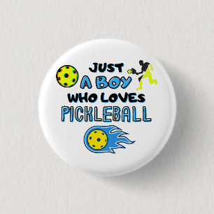 Lustiger Pickleball-Spieler Nur Ein Junge Der Pick Button