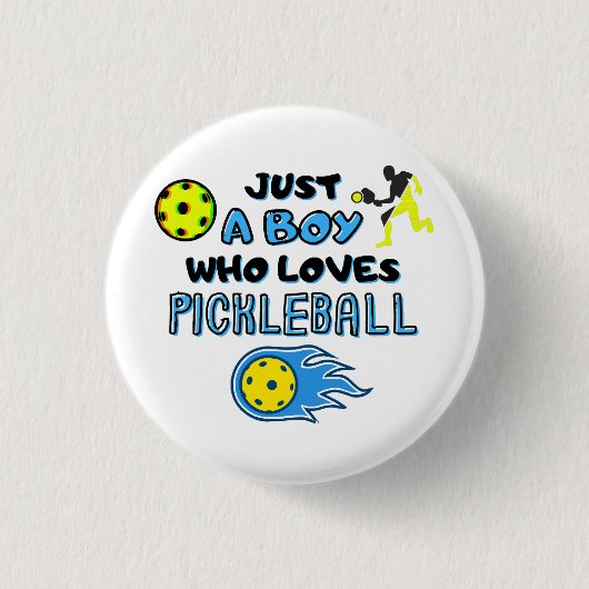 Lustiger Pickleball-Spieler Nur Ein Junge Der Pick Button (Vorderseite)