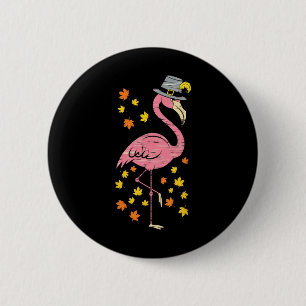 Lustiger Pilger Flamingo Thanksgiving Herbst Herbs Button