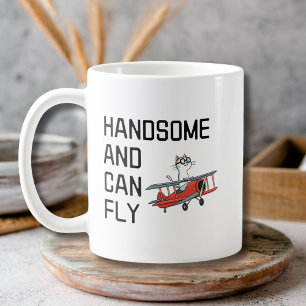 Lustiger Pilot Katzen Flugzeug Hübsch und Kann Fli Kaffeetasse