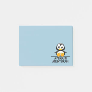 Lustiger Pinguin aß meine Gehirn-Grafik Post-it Klebezettel