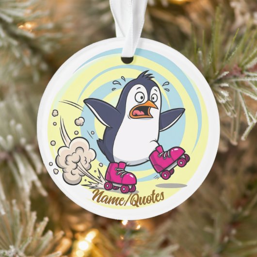 Lustiger Pinguin auf Rollschuhen Ornament (Baum)