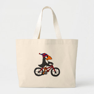 Lustiger Pinguin, der rotes Fahrrad fährt Jumbo Stoffbeutel