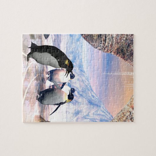 Lustiger Pinguin gehen auf einen See mit Eis Puzzle (Horizontal)