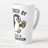 Lustiger Pinguin läuft mit Kaffeetasse Milchtasse (Rechte Ecke)
