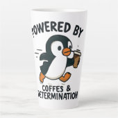 Lustiger Pinguin läuft mit Kaffeetasse Milchtasse (Vorderseite)