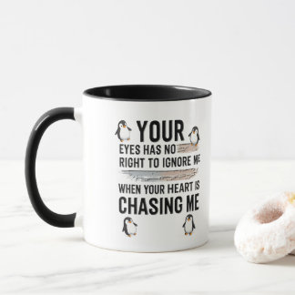 Lustiger Pinguin-Liebeszitat-Mug Deine Augen habe Tasse