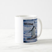 Lustiger Pinguin-Meme-Kaffeebecher – “Werde unregi Kaffeetasse (VorderseiteRechts)